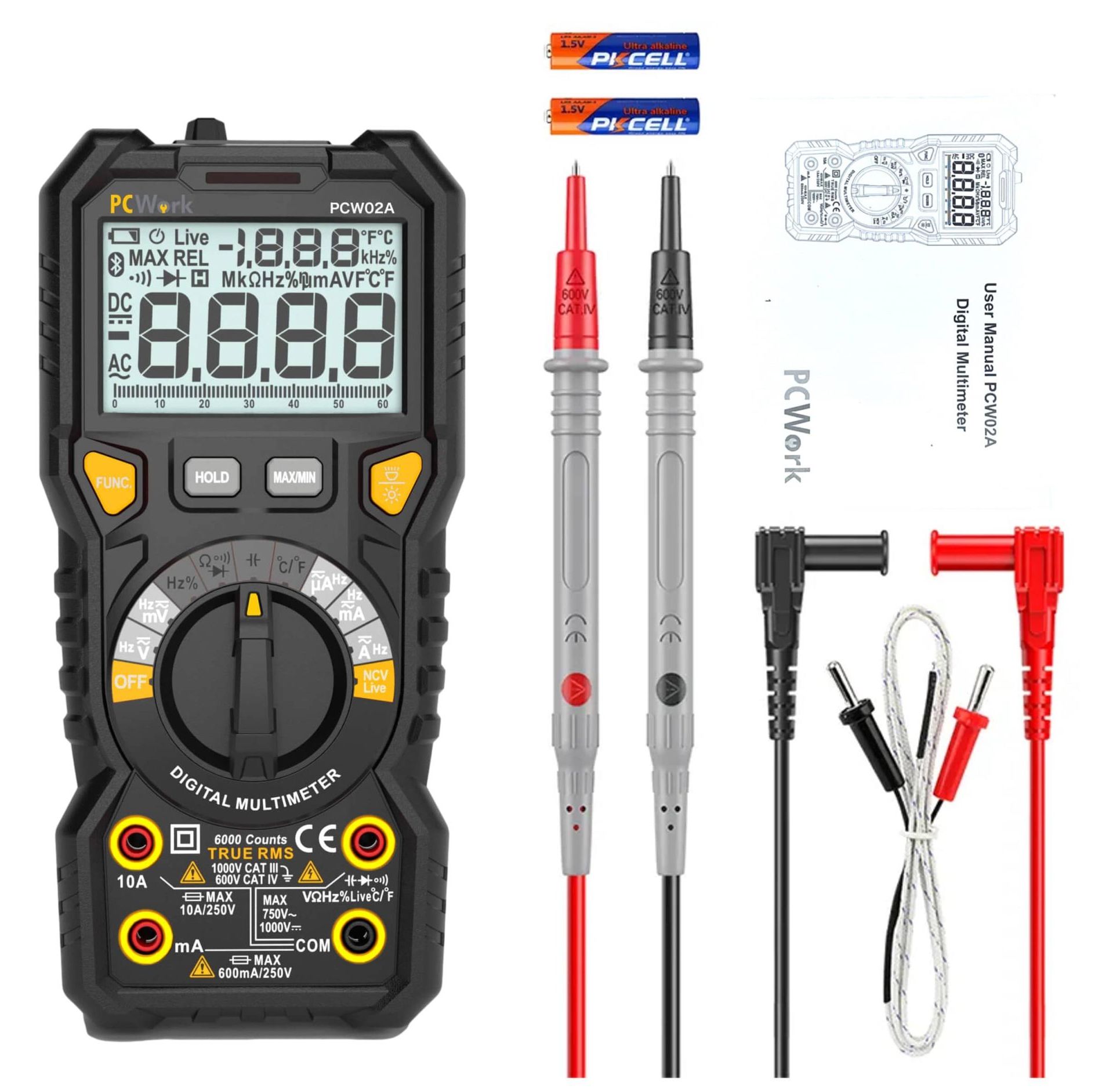 PCW02A Digitalmultimeter, True RMS, CAT IV 600V